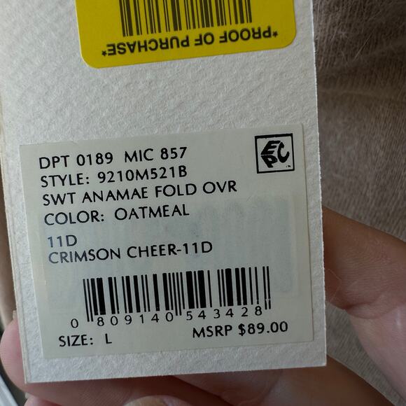 NWT Alex Marie Anamae Oatmeal Fold-Over Sweater Rabbit Hair Blend L Cozy Sexy - Picture 6 of 8